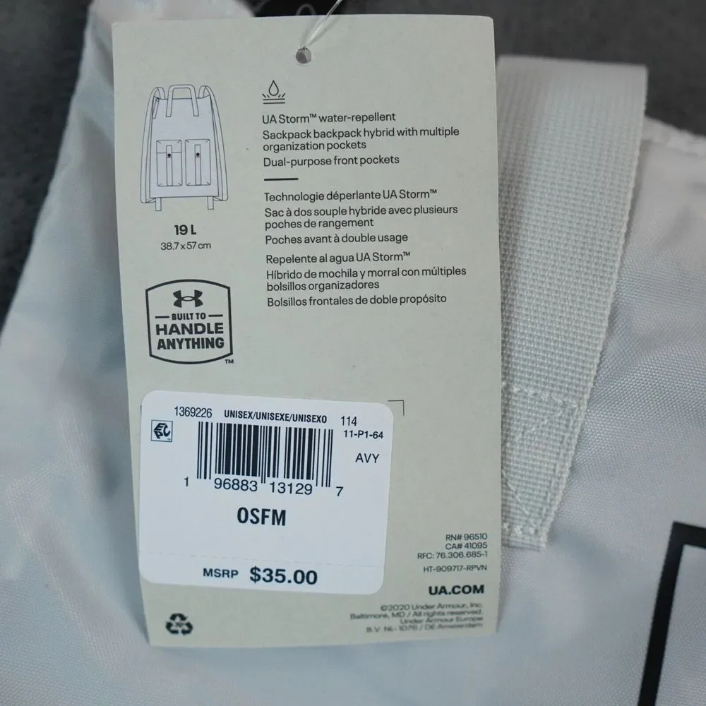 Under Armour UA Bag 19 Litre Project Rock Training Gym Sack White Clay 1369226